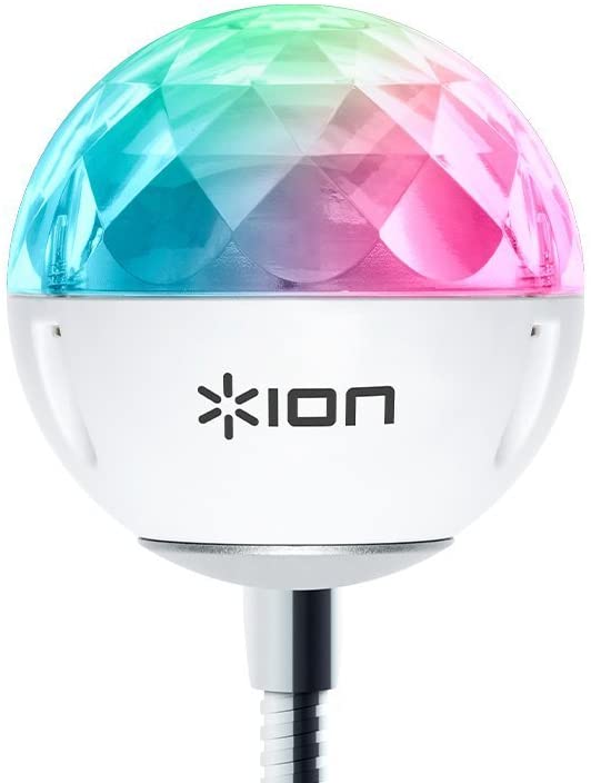 ION Audio Party Ball USB | Ultra-Compact USB Powered Party Light Display That Synchronises With Your Music – Perfect for Laptops, TVs