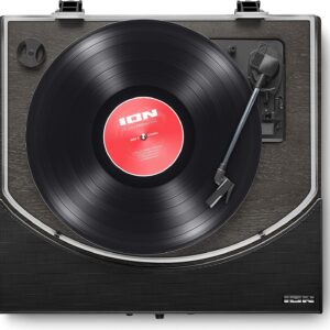 ION Audio Premier LP Black - Vintage Vinyl Record Player, Built in Speakers, Bluetooth, EZ Vinyl/Tape Converter Software Included