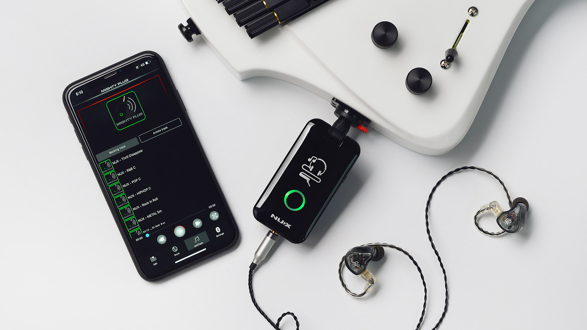 MIGHTY-PLUG by NUX | Portable Guitar and Bass Amp Modeling Earphone Amplug | MP-2